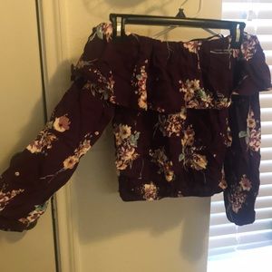 Purple crop top, floral